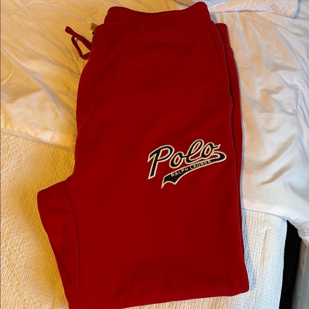 Ralph Lauren Red Sweatpants with Logo